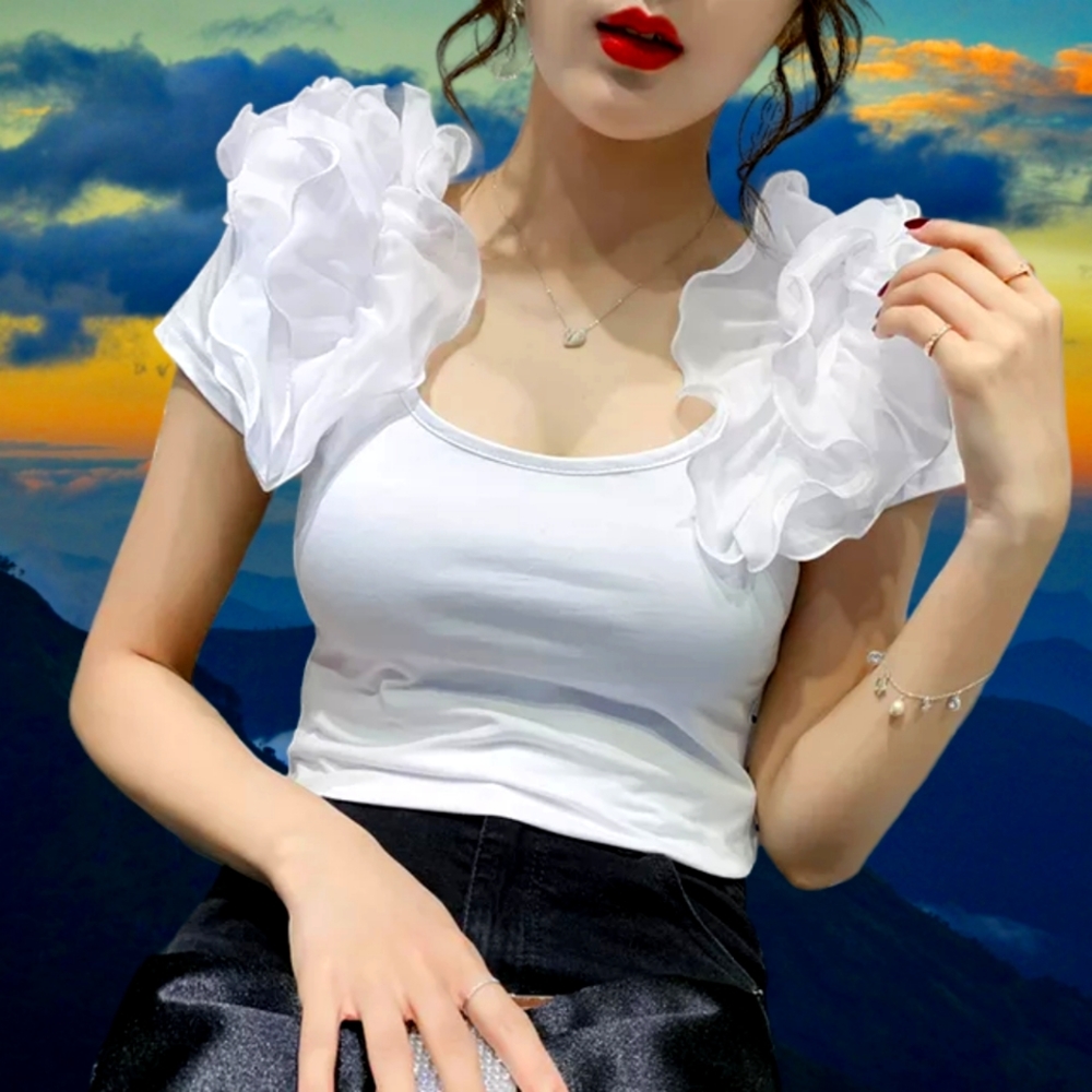 Summer Style Ruffled Sleeve Top